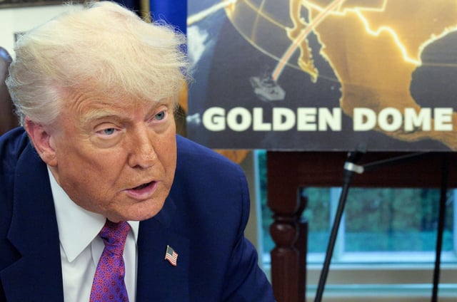 WASHINGTON, DC - MAY 20: U.S. President Donald Trump speaks in the Oval Office at the White House on May 20, 2025 in Washington, DC. President Trump announced his plans for the "Golden Dome," a national ballistic and cruise missile defense system. 