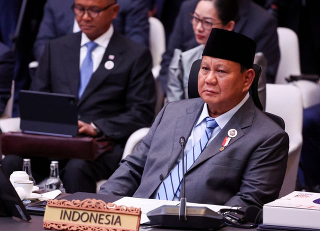 Indonesian President Prabowo Subianto attends the 46th ASEAN Summit, at the Kuala Lumpur Convention Centre in Kuala Lumpur, Malaysia, May 26, 2025. REUTERS/Hasnoor Hussain/File Photo