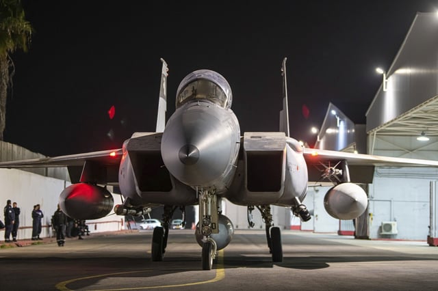 In this photo provided by the Israeli army, armed Israeli Air Force planes depart from an unknown location to attack Iran, Saturday, Oct. 26, 2024.