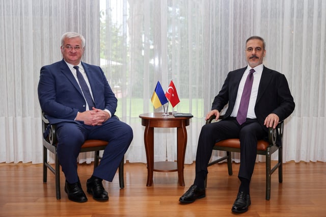 Turkish Foreign Minister Hakan Fidan meets with Ukrainian Foreign Minister Andrii Sybiha in Antalya, Turkey, May 14, 2025. Arda Kucukkaya/Turkish Foreign Ministry/Handout via REUTERS/ File Photo