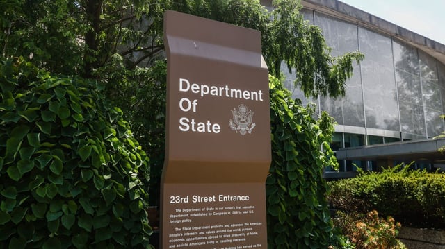 The U.S. Department of State sign in Washington, DC. Photo: Beata Zawrzel/NurPhoto via Getty Images
