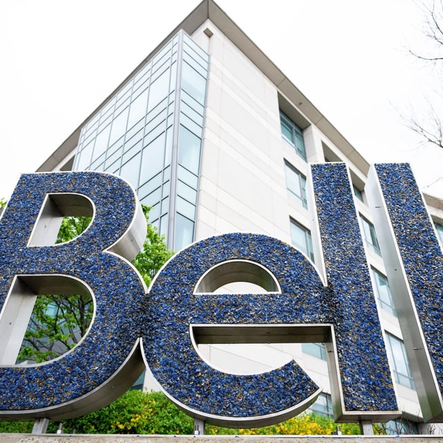 Bell signage is seen at BCE Inc., headquarters in Montreal on Wednesday, May 7, 2025. THE CANADIAN PRESS/Christopher Katsarov