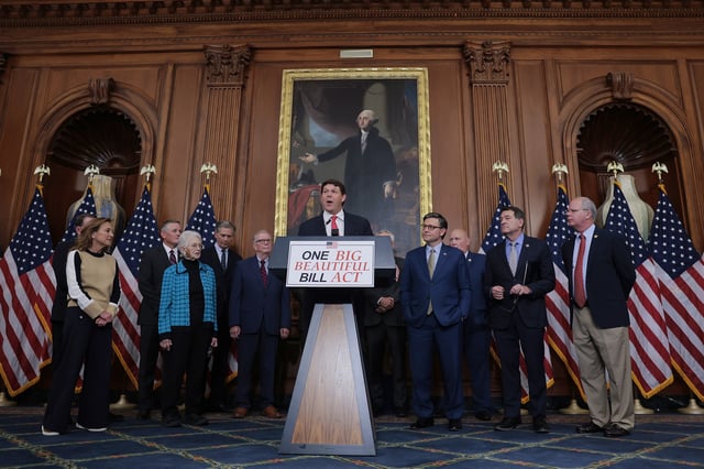Texas Rep. Jodey Arrington, who chairs the House Budget Committee, speaks at a news conference after the House narrowly passed the One Big Beautiful Bill Act at the U.S. Capitol in Washington, DC., on May 22, 2025. 