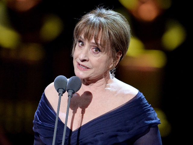 LONDON, ENGLAND - APRIL 07: Patti LuPone accepts the Best Actress In A Supporting Role In A Musical award for 'Company' on stage during The Olivier Awards 2019 with Mastercard at the Royal Albert Hall on April 07, 2019 in London, England. (Photo by Jeff Spicer/Getty Images)