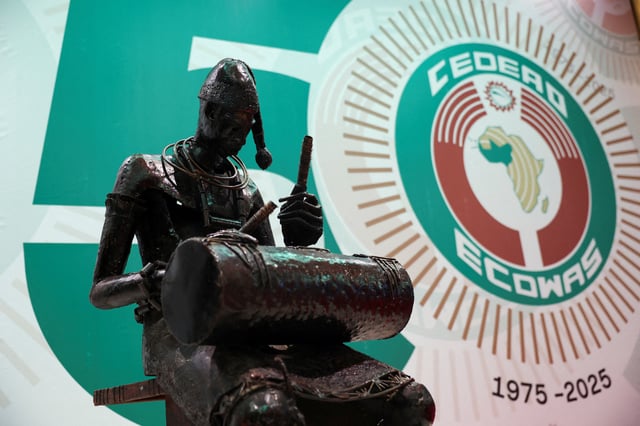 A statue is seen inside the Eko Conventional Hall where leaders from the Economic Community of West African States (ECOWAS) will gather to celebrate the golden jubilee of the regional bloc in Nigeria's commercial capital, Lagos, Nigeria, May 28, 2025. REUTERS/Sodiq Adelakun