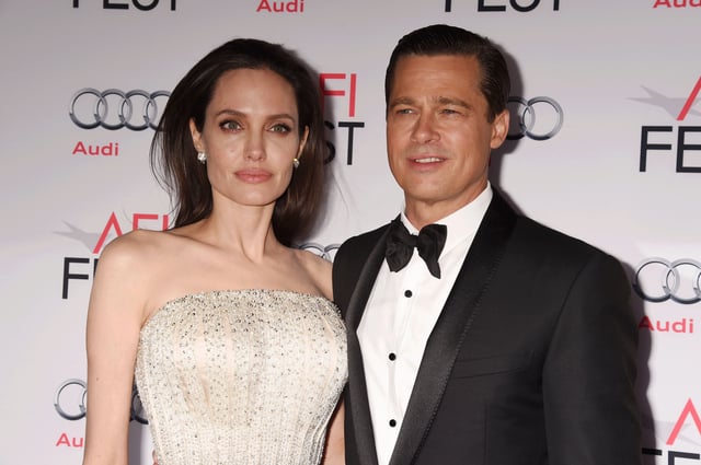 HOLLYWOOD, CA - NOVEMBER 05:  Writer-director-producer-actress Angelina Jolie Pitt (L) and actor-producer Brad Pitt arrive at the AFI FEST 2015 presented by Audi Opening Night Gala Premiere of Universal Pictures&#39; &#39;By The Sea&#39; at TCL Chinese 6 Theatres on November 5, 2015 in Hollywood, California.(Photo by Jeffrey Mayer/WireImage)