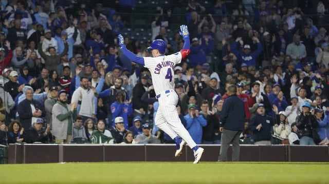 May 28, 2025; Chicago, Illinois, USA; Chicago Cubs outfielder Pete Crow-Armstrong (4) runs the bases after hitting a home run against the Colorado Rockies during the fourth inning at Wrigley Field. Mandatory Credit: David Banks-Imagn Images
