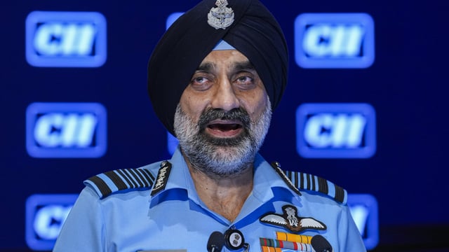 IAF Chief Air Chief Marshal A P Singh addresses the CII Annual General Meeting & Business Summit 2025, in New Delhi.