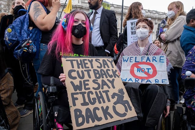 Disability campaigners protesting welfare cuts in London earlier this year (Photo: Getty Images)