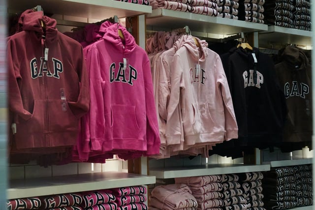 Sweatshirts inside a Gap store in the Times Square neighborhood of New York, US, on Monday, Nov. 13, 2023.