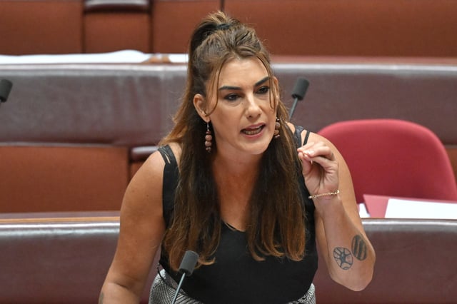 Independent Senator Lidia Thorpe during Question Time in the Senate chamber at Parliament House in Canberra, Tuesday, February 11th, 2025. (AAP Image/Mick Tsikas) NO ARCHIVING