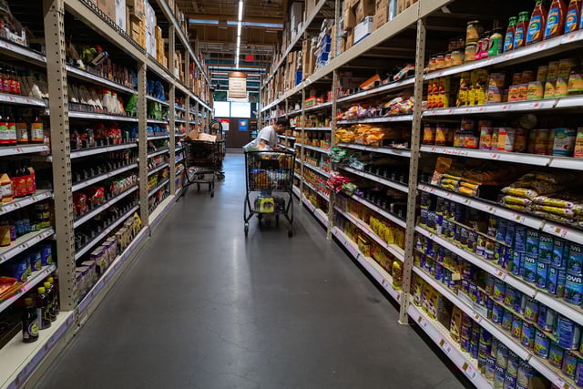 People shop at a grocery store in Brooklyn on May 13 in New York City.