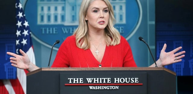 La porte-parole de la Maison Blanche, Karoline Leavitt lors du briefing quotidien à la Maison Blanche, le 29 mai 2025 à Washington