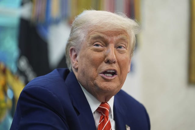 President Donald Trump speaks during a news conference Friday, in Washington.