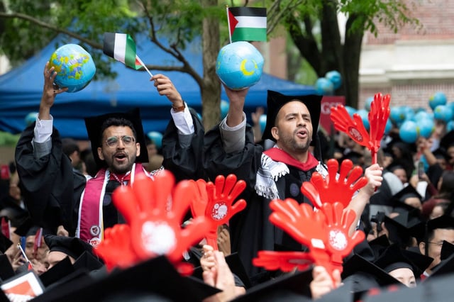 Manifestation propalestinienne à Harvard, le 29 mai 2025. 