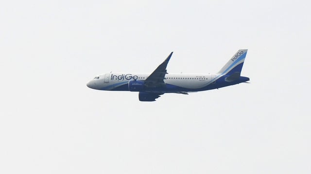 File photo of an Indigo aircraft seen flying in New Delhi on Monday. 