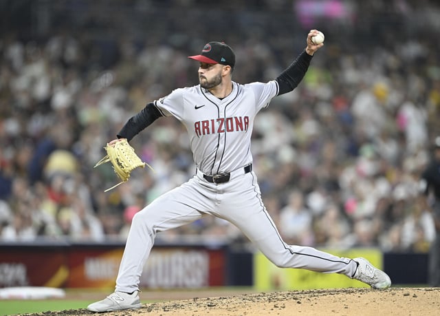 July 5, 2024; San Diego, California, USA; Arizona Diamondbacks relief pitcher Joe Jacques (55) pitches during the sixth inning against the Arizona Diamondbacks at Petco Park. Mandatory Credit: Denis Poroy-USA TODAY Sports/File Photo