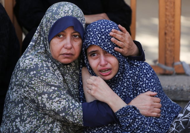 Women react following the death of Palestinians, in what the Gaza health ministry say was Israeli fire near a distribution site in Rafah, at Nasser hospital in Khan Younis, in the southern Gaza Strip, June 3, 2025. REUTERS/Hatem Khaled     TPX IMAGES OF THE DAY