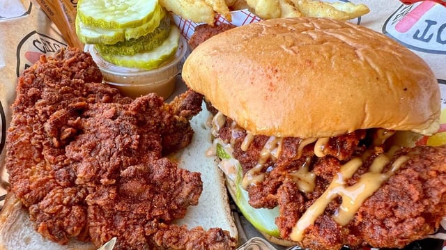 A Dave’s Hot Chicken combo at a Bryant Irvin Road location in Fort Worth, Texas, on Nov. 13, 2021.