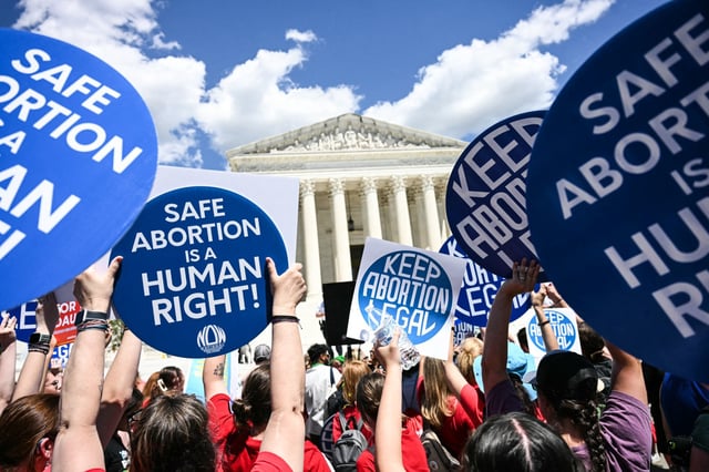 Reproductive rights activists demonstrate in front of the Supreme Court in Washington, D.C., on June 24, 2024.