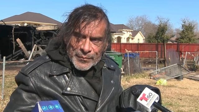 In this image taken from video, Jonathan Joss, an actor best known for his voice work on the animated television series King of the Hill, talks to reporters following a fire at his San Antonio, Texas, home on Jan. 23. Joss was fatally shot earlier this week, and police are investigating whether homophobia played a role in his killing. 
