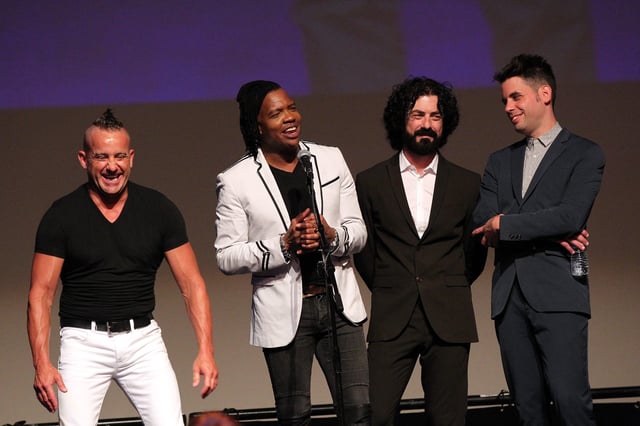 Jody Davis, Duncan Phillips, Jeff Frankenstein and Michael Tait from musical group Newsboys onstage at the 4th annual KLOVE Fan Awards at The Grand Ole Opry House on June 5, 2016 in Nashville, Tennessee.