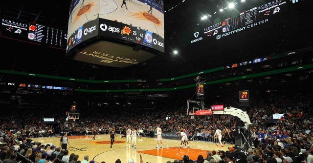Apr 16, 2023; Phoenix, Arizona, USA; A general view of game action between the Phoenix Suns and the LA Clippers during the first half of game one of the 2023 NBA playoffs at Footprint Center. Mandatory Credit: Joe Camporeale-USA TODAY Sports