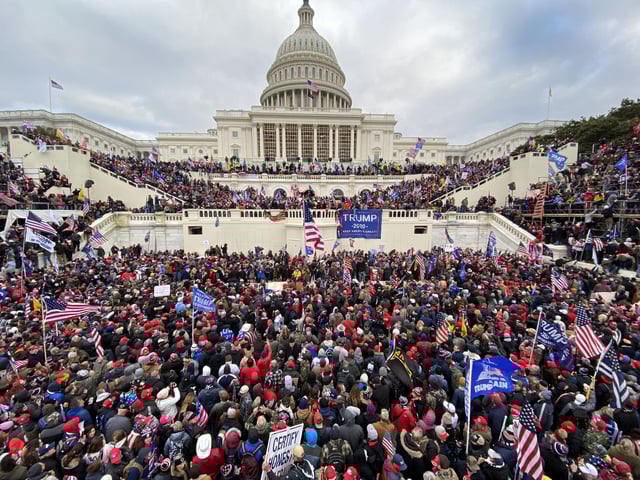 US President Donald Trumps supporters gather outside the Capitol building in Washington D.C., United States on January 06, 2021. Pro-Trump rioters stormed the US Capitol as lawmakers were set to sign off on President-elect Joe Biden's electoral victory in what was supposed to be a routine process headed to Inauguration Day.
