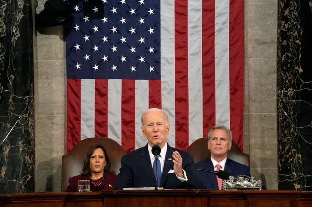 Joe Biden delivers the State of the Union at the U.S. Capitol, on Feb. 7, 2023. 