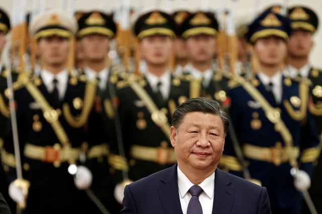 Xi Jinping Inspecting Guards During Visit