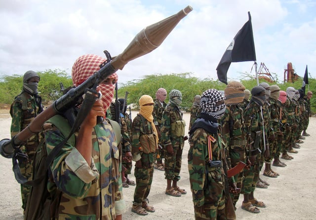 Al-Shabaab fighters during military exercises in northern Mogadishu, Somalia, on Oct. 21, 2010.