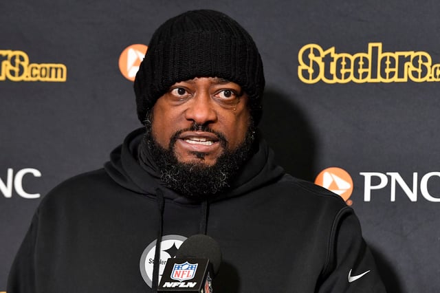 Pittsburgh Steelers head coach Mike Tomlin answers questions during a news conference after losing to the Buffalo Bills in an NFL Wild Card playoff game.