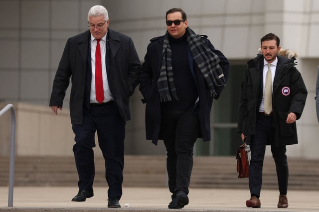 Former U.S. Representative George Santos, who was expelled from the U.S. House of Representatives, leaves his corruption trial at Central Islip Federal Courthouse in Central Islip, New York, U.S., January 23, 2024.