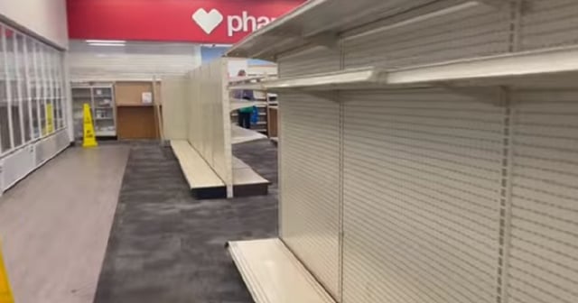 Bare shelves in a Washington, D.C., CVS testify to the toll shoplifting took on the retail store, which announced it is closing in February. (WUSA9 / YouTube screen shot)