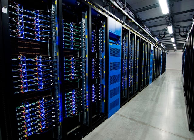 Thousands of servers are pictured at the new Facebook Data Center, its first outside the US on November 7, 2013 in Lulea, in Swedish Lapland.