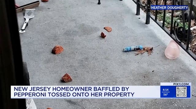 Heather Dougherty said she found mysterious slabs of cured meat outside her New Jersey home.