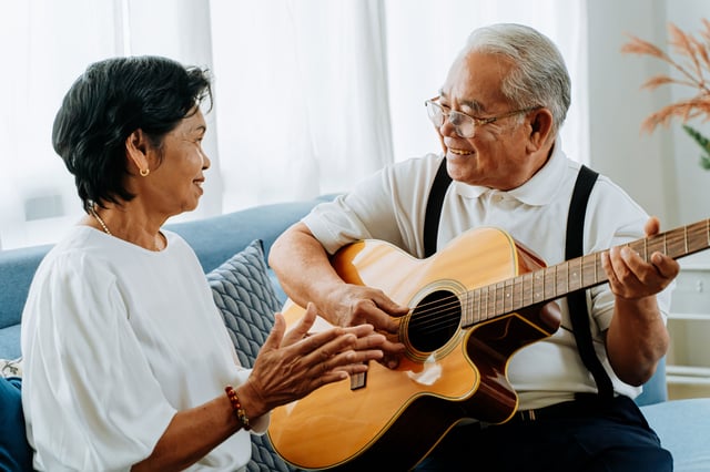older people playing instrument