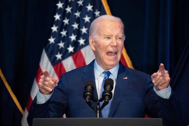 President Joe Biden speaks to a crowd