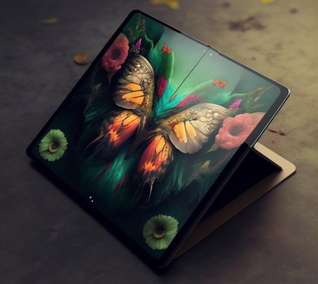 Apple's working on a folding iPad and it could look like this rendering from Midjourney.