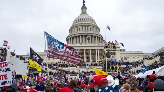 Rioters loyal to President Trump gather at the Capitol in Washington on Jan. 6, 2021.