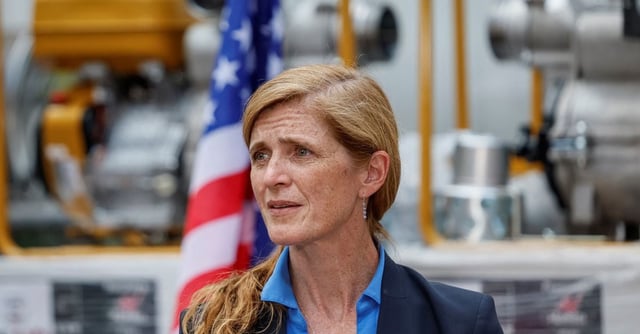 United States Agency for International Development Administrator Samantha Power attends a joint press conference with the Head of the State Emergency Service of Ukraine Serhii Kruk during a visit to Ukraine, amid Russia's attack on Ukraine, in Kyiv, Ukraine, July 17, 2023. REUTERS/Alina Smutko/File Photo