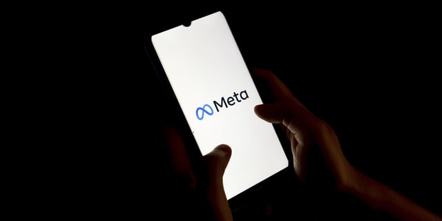 A Meta logo seen displayed on a smartphone screen in Chania, Greece, on Aug. 23, 2023.