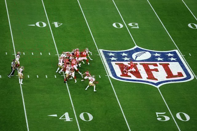 Harrison Butker #7 of the Kansas City Chiefs kicks a Super Bowl record breaking 57-yard field goal in the third quarter against the San Francisco 49ers during Super Bowl LVIII at Allegiant Stadium on February 11, 2024 in Las Vegas, Nevada.