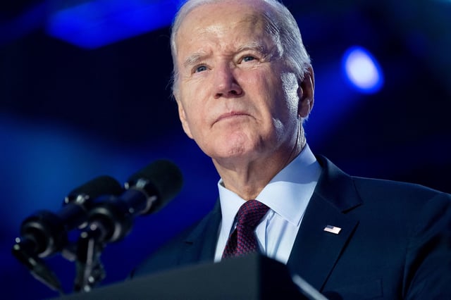 President Joe Biden speaks during a campaign rally at Pearson Community Center in Las Vegas, Nevada, on February 4, 2024.