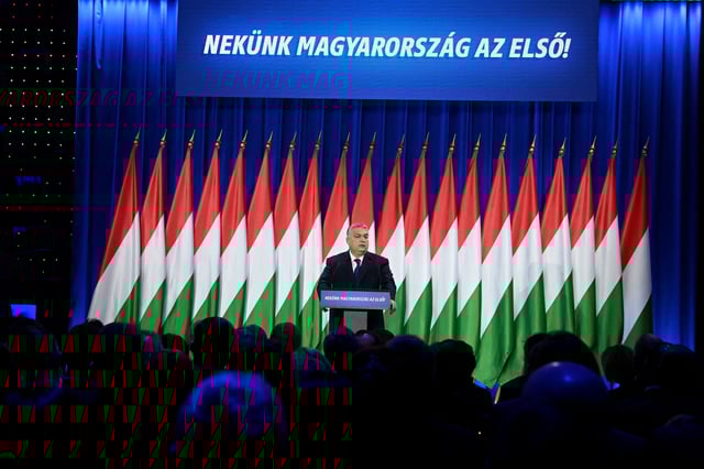 Hungarian Prime Minister Viktor Orban delivers his annual State of the Nation speech, in Budapest, Hungary, February 17, 2024.
