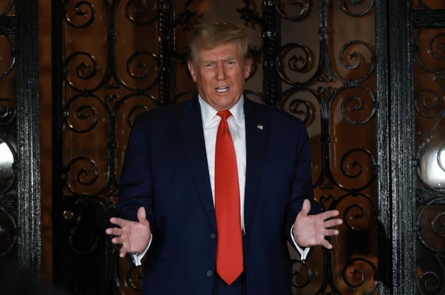 Donald Trump speaks to the press Florida