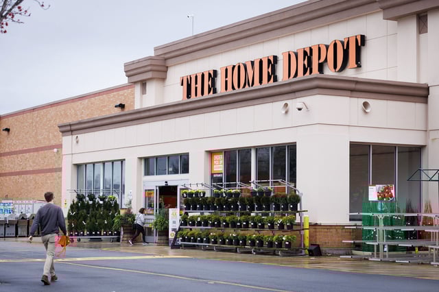 A Home Depot store in Atlanta, Georgia, US, on Wednesday, Feb. 15, 2023. Home Depot Inc. shares fell in early trading after the home-improvement retailer forecast a fiscal-year profit decline alongside plans for a $1 billion wage investment for hourly workers.