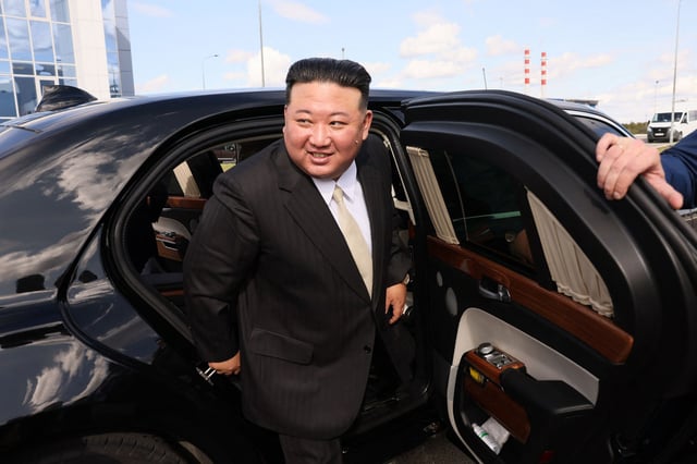 North Korean leader Kim Jong Un visiting the Vostochny Cosmodrome in Russia on Sept. 13, 2023.