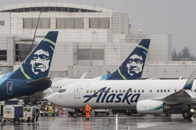 An Alaska Airlines Boeing 737-900ER aircraft on the tarmac at Seattle-Tacoma International Airport (SEA) in Seattle, Washington, US, on Monday, Jan. 22, 2024.