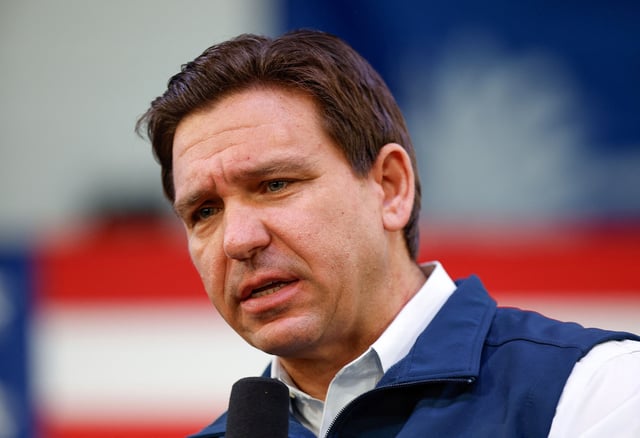 Florida Gov. Ron DeSantis speaks during a campaign visit ahead of the South Carolina presidential primary in Myrtle Beach, South Carolina, on January 20, 2024.